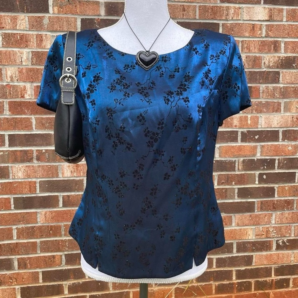 Vintage 90s Whimsigoth Witchy Blue Velvet Size 12 Dress Top